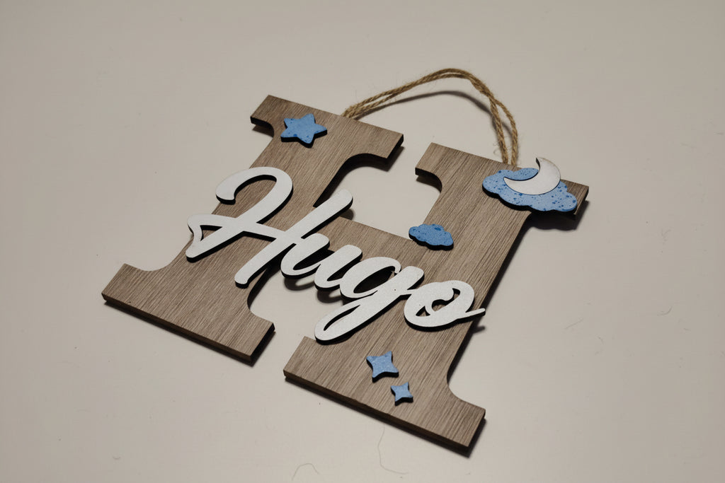 Placa de Puerta Personalizada con Inicial de Bebé