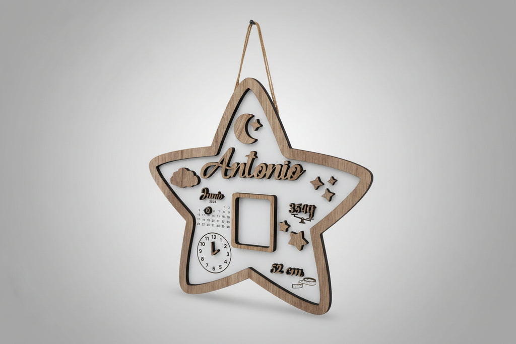 Placa de Nacimiento Bebé Personalizada en Madera